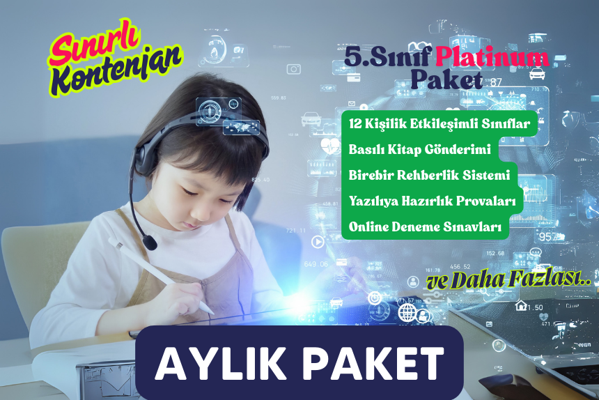 5.SINIF PLATİNUM PAKET - ONLİNE DERSHANE (Canlı Ders + Basılı Kitaplar + Birebir Koçluk)